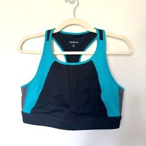 Torrid Black and Blue Sports Bra with Racerback